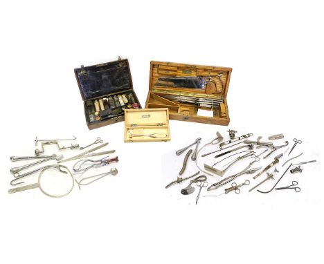 Various Medical Items Apothecary Case with various glass bottles, scales and a dropper in leather case; Mayer &amp; Meltzer S