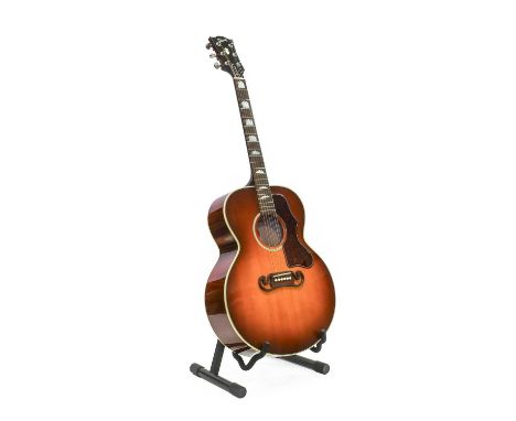Gibson Custom Shop SJ200 Acoustic Guitar Limited Edition, no.12091040 with internal pickup, sunburst finish with faux tortois