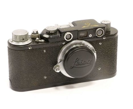 Leica I Camera with Leitz Elmar f3.5 50mm lens, engraved 'Luftwaffe' to top and ' Luftwaffen Eigentum' to back (has been rest