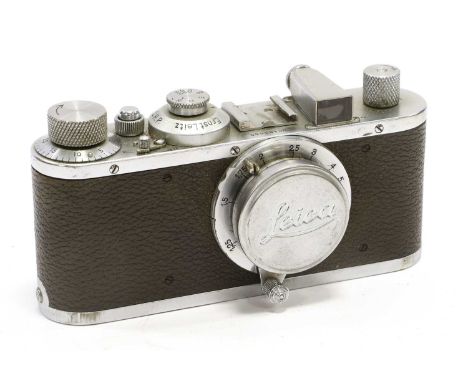 Leica I Camera no.183660, with Leitz Elmar f3.5 50mm lens, in leather case