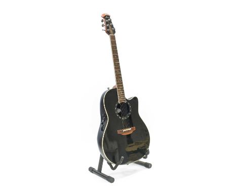 Ovation LX Electro-Acoustic Guitar model 1771LX, no 584355, black finish with Ovation OP-Pro Series Equaliser, circle/diamond