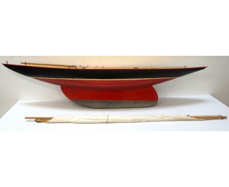 LARGE VINTAGE POND YACHTwith masts and sails, 102.8cm long