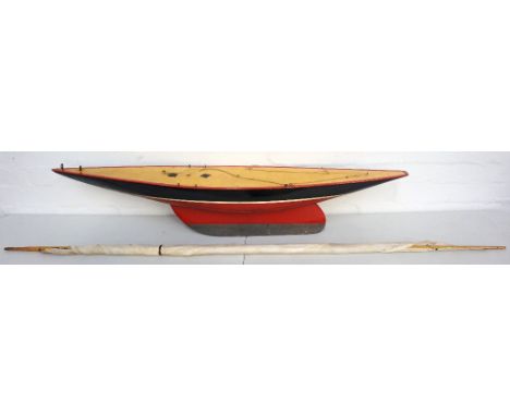 LARGE VINTAGE POND YACHTwith masts and sails, 110.5cm long