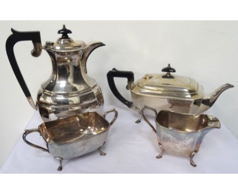 1920s SILVER PLATED TEA SERVICEby 'John Turton & Co.Ld. Sheffield', comprising teapot, hot water jug, twin handled sugar basi