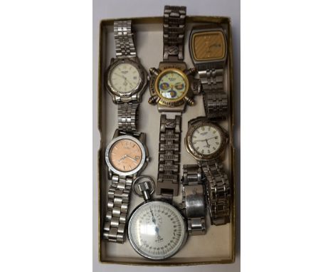 SMALL LOT OF GENTLEMEN'S WRISTWATCHEScomprising a Seiko SQ50; Seiko 5 Automatic with date aperture; Rojas Quartz with Japanes