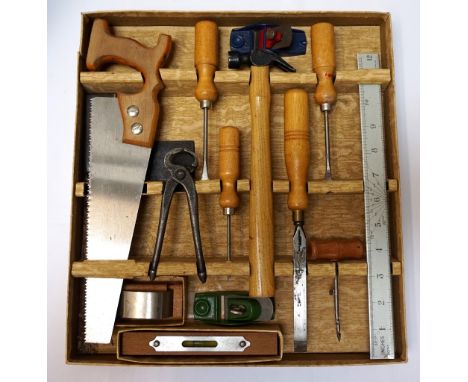 1950s CHILDREN'S 'CARPENTER'S TOOL SET'real tools for an older child, an 'S.E.L. Quality Product - Made in England', with ori