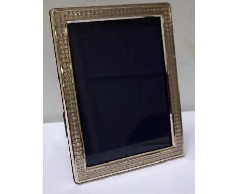 CHRISTOFLE STERLING SILVER PHOTOGRAPH FRAMEthe rectangular frame with textured interlaced geometric design, with easel suppor
