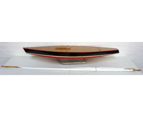 LARGE VINTAGE POND YACHTwith masts and sails, 128cm long