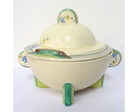 'BIZARRE BY CLARICE CLIFF' (Newport Pottery) TUREEN WITH COVERwith floral and banded decoration, printed mark to base, 17.5cm