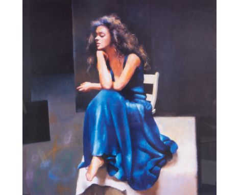 Robert Lenkiewicz (1941-2002) 'Karen Seated' signed limited edition print 165/500, 38cm x 38cm, framed and glazed.