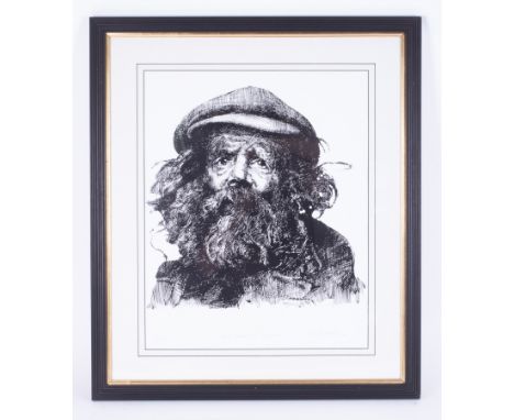 Robert Lenkiewicz (1941-2002) 'Diogenes' signed limited edition print 24/250, 53cm x 42cm, framed and glazed.