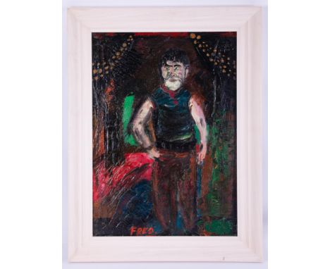 Fred Yates (1922-2008) 'Just Me' oil on board, signed and titled on the reverse 'Yates, La Motte', 64cm x 44cm, framed. The  