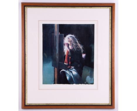 Robert Lenkiewicz (1941-2002) 'Painter in the Wind - 3:50am' signed limited edition print 428/500, 37cm x 32cm, framed and gl