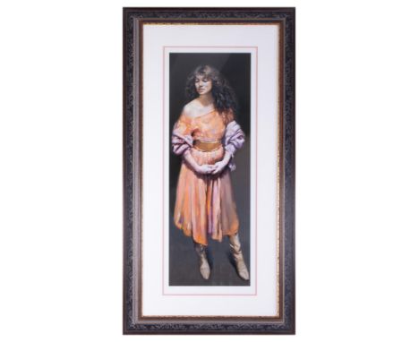 Robert Lenkiewicz (1941-2002) 'Karen Standing' limited edition print 174/500, with embossed signature, 72cm x 25cm, framed an