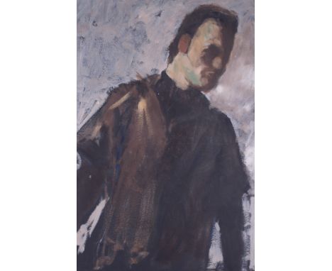Robert Lenkiewicz (1941-2002) early double sided oil portrait painting on board, signed, 80cm x 55cm, unframed.