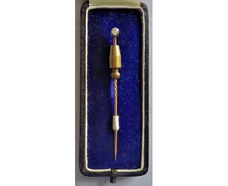 Diamond and 9ct gold stick-pin for tie or cravat, possibly American. Comes in its original presentation case.