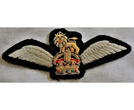 Army Air Corps Officers Bullion Pilots wings, GVF