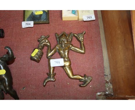 A Cornish brass imp ornament with lantern