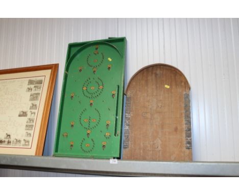 A shove ha'penny board and a bagatelle board