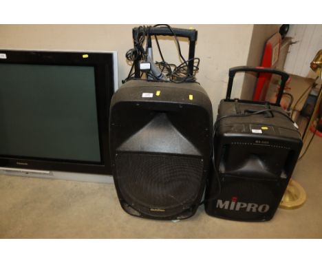 A Sub Zero speaker and microphones