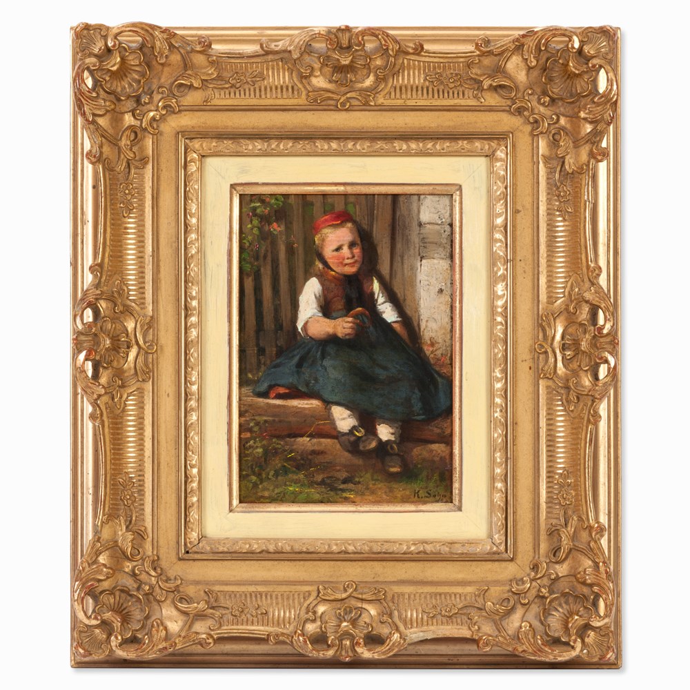 Karl Rudolf Sohn, Oil Painting, Girl of the Schwalm, 19th C.Oil on ...