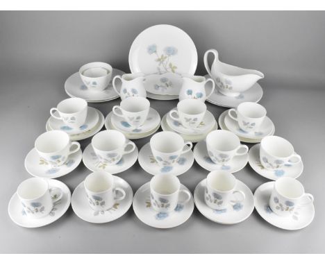 A Wedgwood Ice Rose Service to Comprise Five Coffee Cans, Six Coffee Saucers, Nine Tea Cups, Nine Saucer, Six Plates, Two Jug