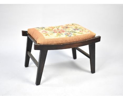 A Mid 20th Century Tapestry Topped Stool, 52cms Long 