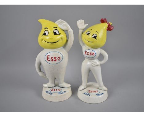 A Pair of Reproduction Cold Painted Advertising Money Boxes for Esso, 24cms High 