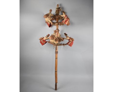 A Latin American Puppet Toy, Figures Around Maypole or Similar, Rise and Fall Mechanism, Probably Used for Festivals 