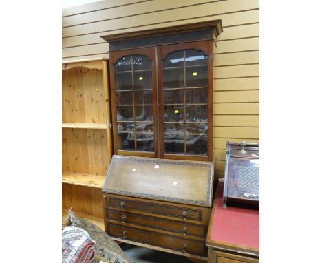 A vintage bureau bookcase