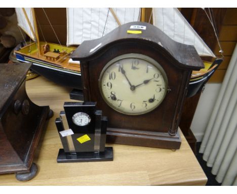 A modern Art Deco-style Leonardo mantel clock & another