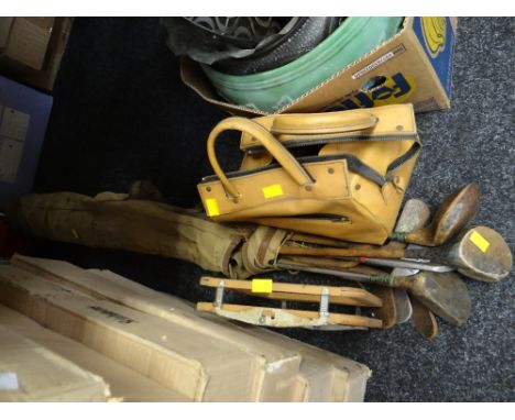 Vintage golf clubs, bowls etc