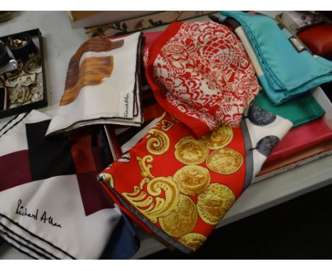 A quantity of vintage & retro ladies silk head scarfs by Liberty & Richard Allan
