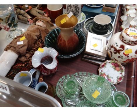 A Masons pottery jar & cover, sundry items of glassware, model doll etc