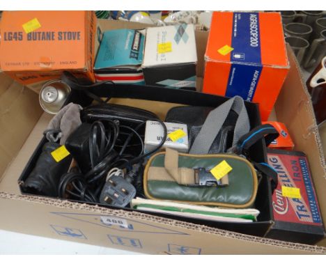 A parcel of old camera equipment