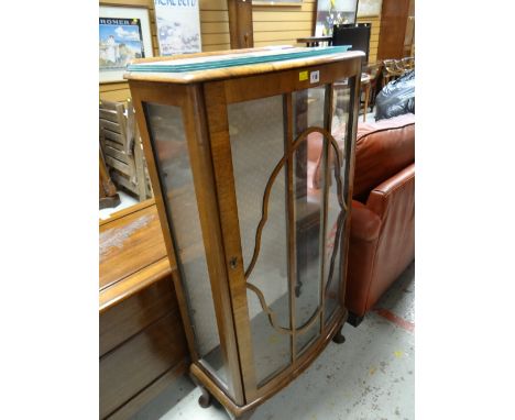 Vintage bow fronted display cabinet