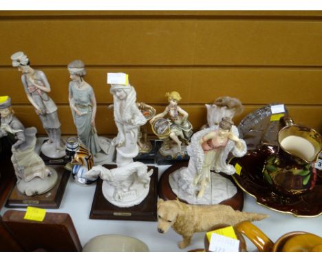 A parcel of modern figurines, a Carltonware Rouge Royale dish etc