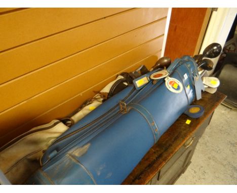 Two bags of vintage golf clubs with irons & woods
