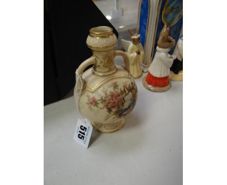 A twin-handled Royal Worcester blush ivory vase