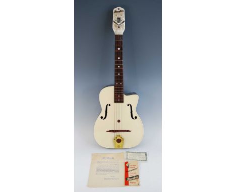 Mark Griffiths', a 1950s Maccaferri G40 Dow Styron acoustic archtop guitar, made in USA, with original tag and dealer letter,