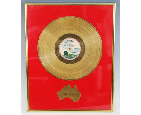 Cat Stevens, Teaser And The Firecat, Island SIL-934-323 gold disc, with presentaion plaque below in the shape of Australia "G