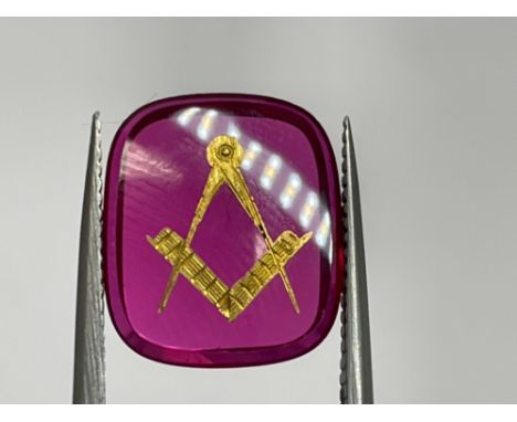 Masonic Synthetic Ruby Ingalio 14x12mm