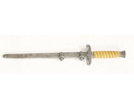 A WWII German army officer's dagger, with double hanger and buckles, the dagger with orange celluloid handle and eagle hilt, 