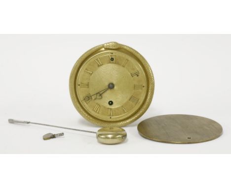 A Vulliamy dial and regulator movement, no. 644, the dial engine turned within a serpent border, with a single fusee movement