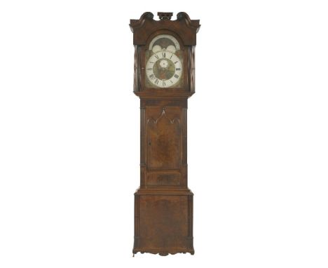 A mahogany eight-day longcase clock, by Samuel Maddock, Winsford, 19th century, the arched painted dial with a moon phase and