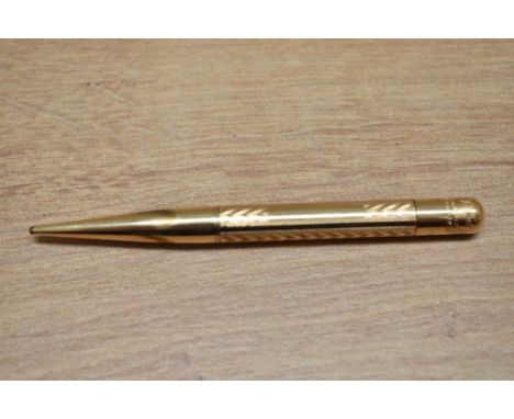 A Mabie Todd &amp; Co Fyne Poynt propelling pencil in gold chaised