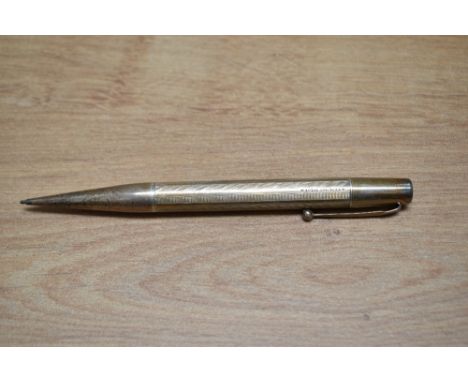 A Mabie Todd &amp; Co Fyne point propelling pencil in sterling silver with engine turned barrel