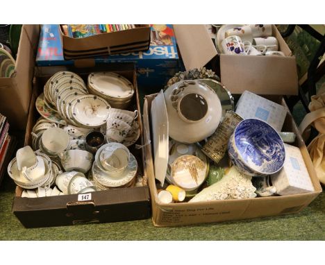 2 Boxes of assorted ceramics to include Spode Italian, Barbola Mirror, Aynsley etc.