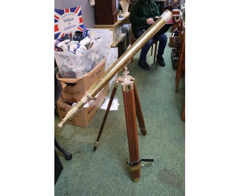 Brass Telescope with hardwood tripod base 