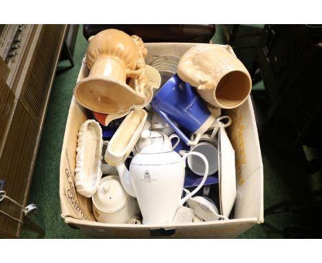 Box of assorted Ceramics to include Sylvac, The Olympic Museum Teapot etc